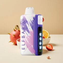 Elf Bar Ice King 40000 Puffs Disposable Vape Fraise Dragonfruit Acidulée – 20ml, 5% Nicotine, Batterie 850mAh Rechargeable, Affichage LCD