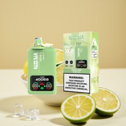 Razz Bar 40000 Puffs Jetable Vape - Citron Vert & Glace Raffraîchissante, Écran d'Alimentation, 1.0Ω×2 Mesh Coil, Port Type-C