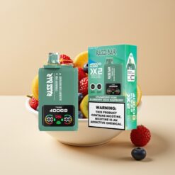 Razz Bar 40000 Puffs Jetable Vape - Fraise Kiwi & Myrtille Framboise Acidulée - Écran d'Alimentation, 1.0Ω×2 Mesh Coil, Port Type-C