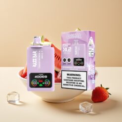 Razz Bar 40000 Puffs Jetable Vape - Fraise Pastèque & Glace Raisin - Écran d'Alimentation, 1.0Ω×2 Mesh Coil, Batterie 650 Mah Port Type-C
