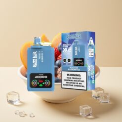 Razz Bar 40000 Puffs Jetable Vape - Glace Pêche & Glace Myrtille - Écran d'Alimentation, Bobine Mesh 1.0Ω×2, Batterie 650 Mah Port Type-C