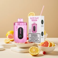 Razz Bar 50K Puffs Jetable Vape Citronnade Rose – 50000 Puffs, 1.0 Ohm Mesh Coil, Rechargeable Type-C