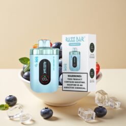 Razz Bar 50K Puffs Jetable Vape Myrtille Glacé - 50000 Puffs, Bobine Mesh 1.0 Ohm, Batterie 650 mAh