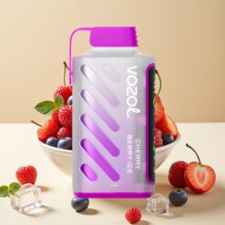 VOZOL Gear Power 20000 Puffs - Cerise Baie Glacée - 20mL, 5%(50mg), Écran Pleine Taille, Double Mesh Coil