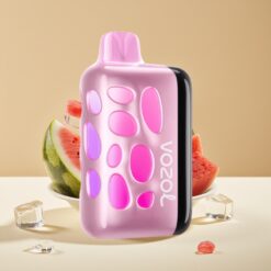 VOZOL RAVE 40000 Jetable Vape Glace à la Pastèque – Design Lumineux à 270°, Mode Fête Synchronisé, Animation Eclipse