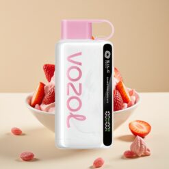 VOZOL STAR 9000/12000 Vape Jetable – Fraise Crème Glacée, Affichage par Secousse, TECH S.i.L.C, 30% Charge Rapide, 650mAh