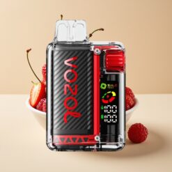 VOZOL Vista 20000 Puffs avec batterie rechargeable 650mAh, résistance 2%, écran OLED et Coil S.i.L.C Tech Dual Mesh – Fraise Framboise Cerise